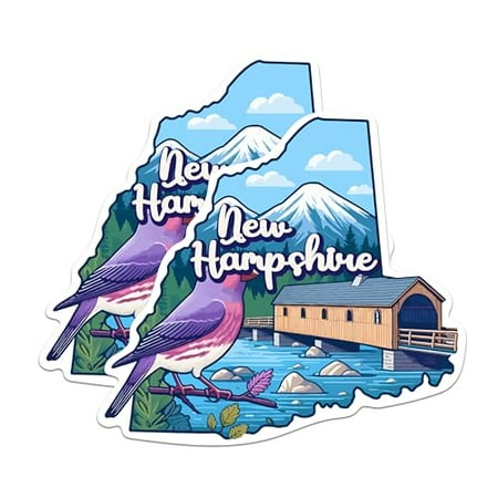 

(2 Pack) New Hampshire State Shape Magnets - NH State Magnet - Choose from 50 States - 5 On Longest Side - Premium Magnet - for Cars Refrigerators Toolboxes - Made in USA - MAG1264