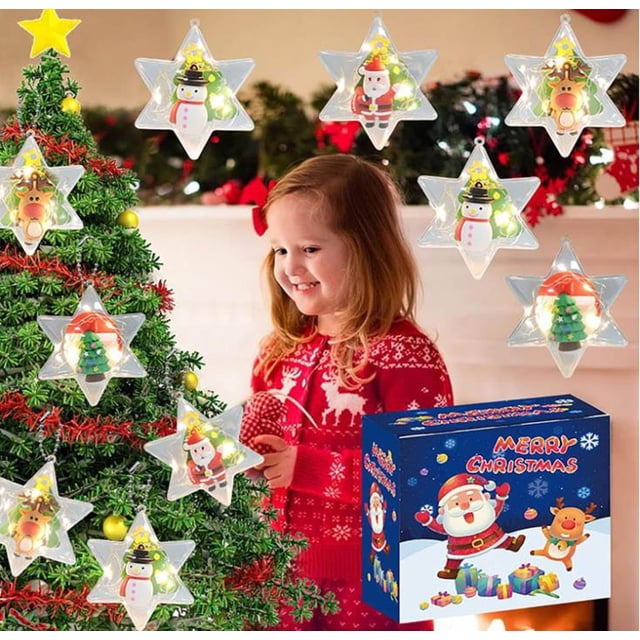Ganfancp Árbol de Navidad Set de Colgantes Copo de Nieve Luminoso Regalo de Navidad para Niños Set de Adornos Muñeco de Nieve Ofertas Del Día Liquidación 1Pc Árbol de Navidad Light Up Colgante Set