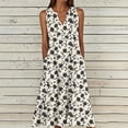 thumbnail image 2 of Erwazi Women's Summer Floral Print Dresses Sleeveless Tank V Neck Knee Length Casual Dress, 2 of 5