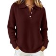 thumbnail image 2 of Women's Polo Shirts Spring Summer Sweater Tops Long Sleeve Soft Trendy Business Casual Outfits Sweater, 2 of 5