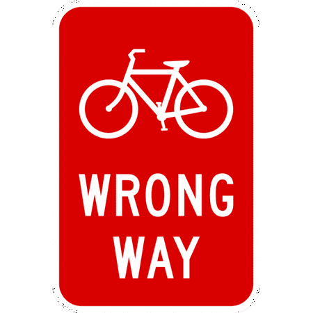 Vinyl Stickers - Bundle - Safety and Warning Signs Stickers - R5-1lb-Bicycle Wrong Way - 6 Pack (13