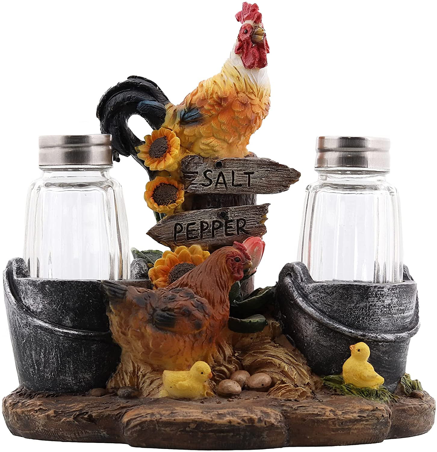 Farm Rooster and Chicken Salt and Pepper Shakers 