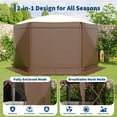 thumbnail image 4 of Folding Canopy Tent – Hexagonal 11x11FT Outdoor Shelter – Mesh Netting, Removable Wind Panels & Double-Tier Roof – UV Protection, One-Push Setup – for Patio Lawn Camping – Beige & Khaki, 4 of 7