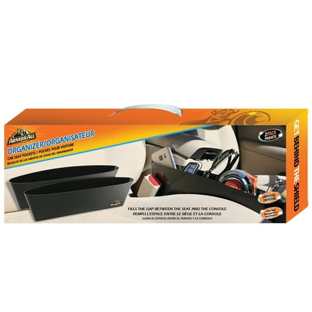 Armor All 2-In-1 Universal Car Seat Organizer, Avoid Driving Distractions, Dual-Side Use, Driver/Passenger Spaces, Easy DIY Installation, Holds Phone, Wallet, Charger, Sunglasses, Pens, etc., 2-Pack