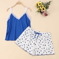thumbnail image 2 of BRICH Women's Cute 2 Piece Pajama Sets Ruffle Cami Top and Shorts Sleepwear Set Blue XL, 2 of 8