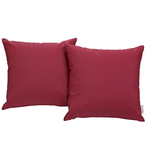 Modern Contemporary Urban Design Outdoor Patio Balcony Two PCS Pillow Set, Red, Fabric