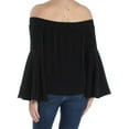 thumbnail image 4 of BAR III $59 Womens New 1136 Black Off Shoulder Bell Sleeve Blouse Top M B+B, 4 of 4