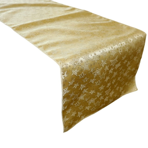 Brocade Table Runner Christmas Holiday Collection Glittery Stars Gold