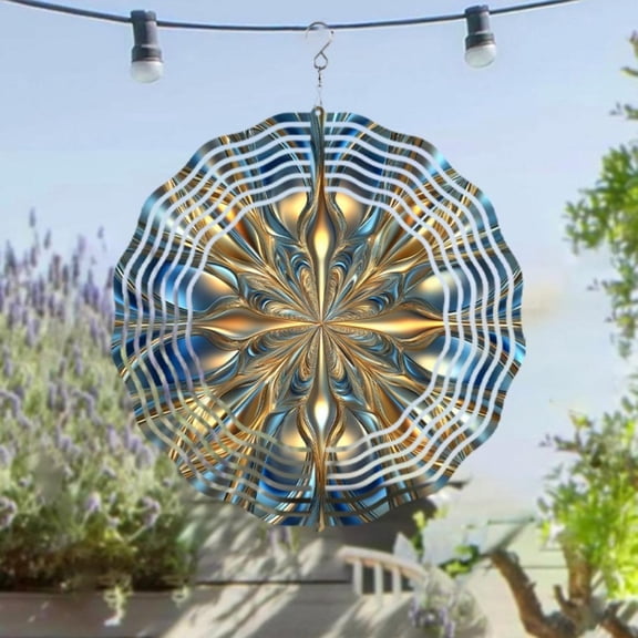 HELLOYOUNG 10inch Elegant  Metal Wind Spinner - Vibrant 3D Hanging Design for Indoor & Outdoor Decor, Silent 360° Rotating Wind Sculpture,