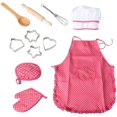 thumbnail image 1 of Delantal de 11 Uds para niñas pequeñas, juego de cocina para hornear, gorro de Chef, guante y utensilio para niños pequeños, disfraz de Chef, juego de rol, 1 of 5