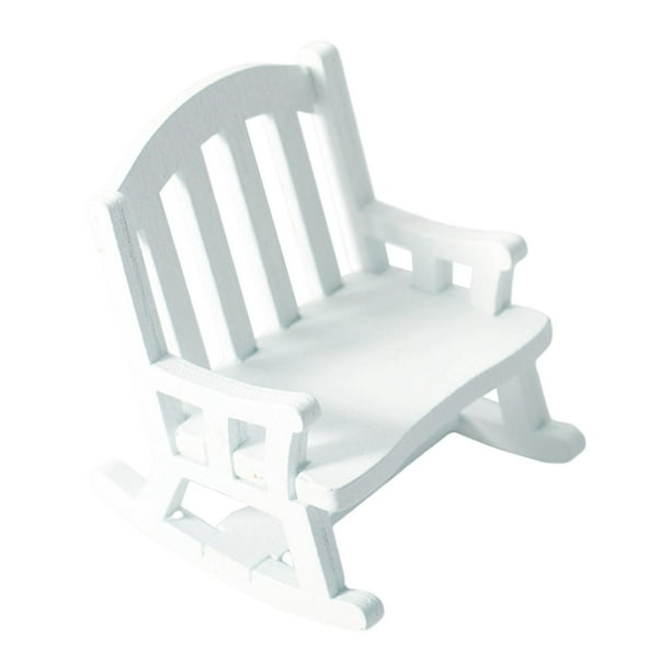 Mecedora de casa de muñecas, muebles de casa de muñecas, decoración de sala de estar, mecedora blanco