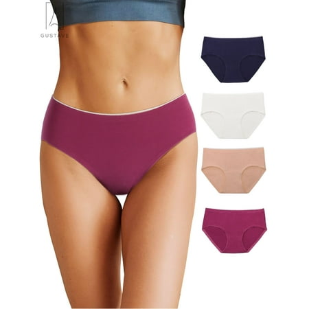 

Gustave 4-Pack Women s Seamless Brief Underwear High-Cut Cotton Panties Soft Breathable Bikini Panty Mixed Color