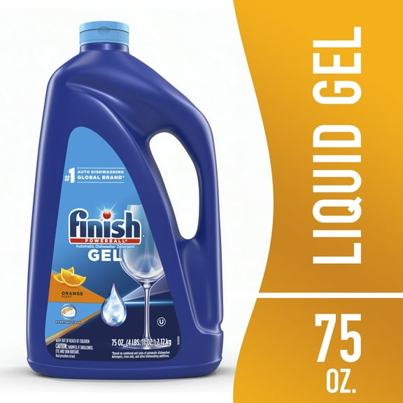 Finish Dishwasher Detergent Gel Liquid, Orange Scent, 75oz