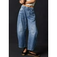 thumbnail image 4 of sicmoss Women's Blue Y2K Vintage Mid Rise Stretchy Barrel Jeans Loose Wide Leg Cropped with Pockets, 4 of 4