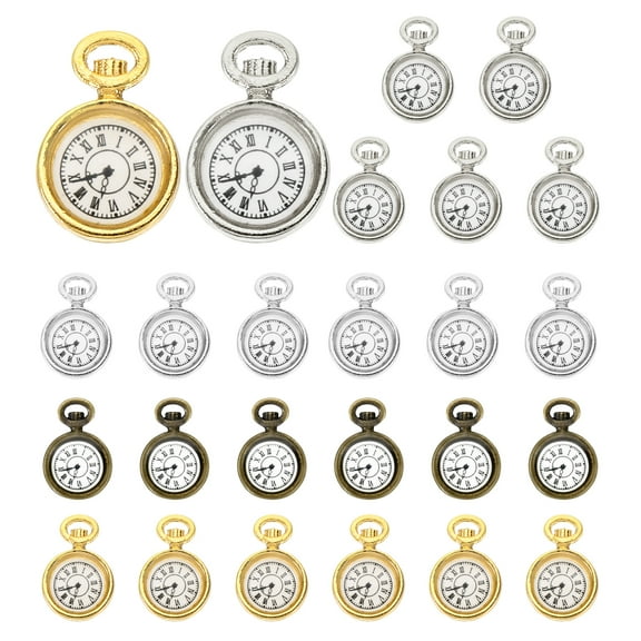 Uxcell 25 Pcs Alloy Watch Clock Charm Pendant, Multicolored, 0.67 x 0.5 Inch
