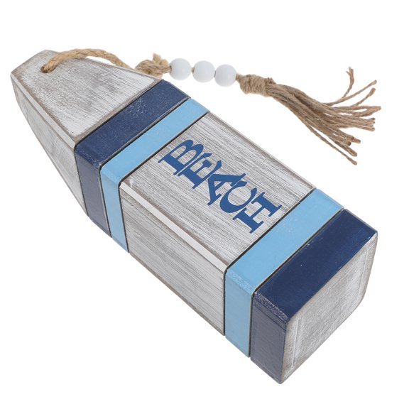 ETEREAUTY Nautical Wooden Wall Float Pendant Decorative Buoy with Rope Hanging for Coastal Bathroom