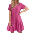 thumbnail image 2 of Robes pour Femmes 2024 Été Surdimensionné Vacances Couleur Unie Manches Courtes Fête Plage Robe 50 % de Réduction!, 2 of 8