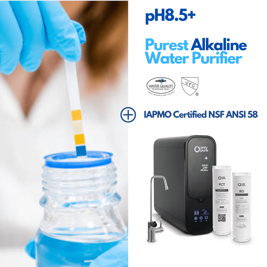 OnlyPure Reverse Osmosis System with Alkaline, 600 GPD, Fast Flow, NSF/ANSI 58 & NSF/ANSI/CAN 372 Certified, 2:1 Pure to Drain, Tankless Under Sink RO Water Filter System, Smart Faucet