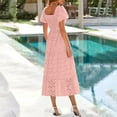 thumbnail image 5 of Maplenight Summer Eyelet Dresses for Women 2025 Casual Cute Square Neck Puff Short Sleeve Dress with Pockets, 5 of 5