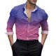 thumbnail image 1 of Camisas Oversize Hombre Top de camisa con botones de solapa con estampado 3D digital degradado informal para hombre (Purple, 3XL), 1 of 5