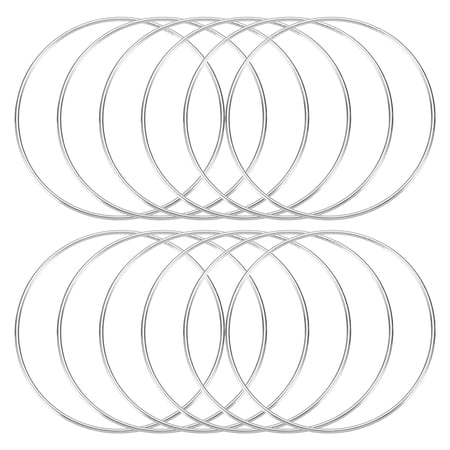Uxcell 12 Pcs Dream Catcher Rings,Metal Crafts Hoops Floral Hoop 5 Inch Macrame Hoops Rings for DIY Crafts Wreath Making Supplies Plant Hangers,Silver
