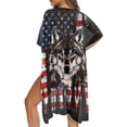 thumbnail image 5 of HELLHERO Loose Bathing Suit Cover Up for Summer High Quality Fabrics Lightweight Long Kimono Swimsuit Cover Up Wolf American Flag Pattern, 5 of 6