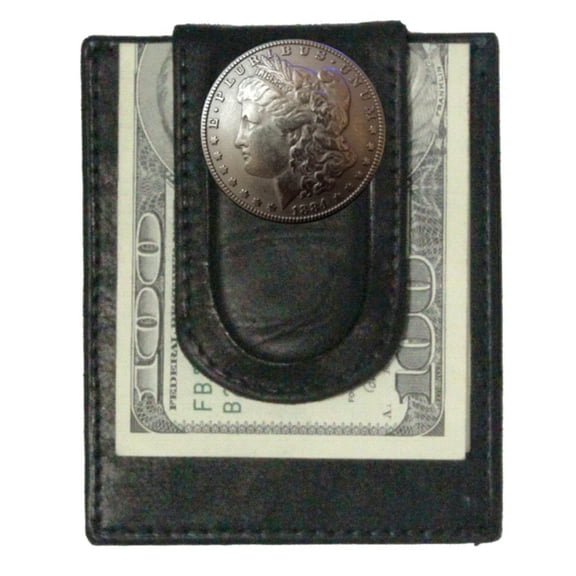 Custom Morgan Dollar Heads Paul and Taylor Money Clip Wallet Black