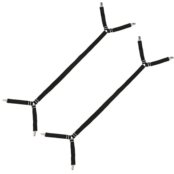 STOBOK 2Pcs Bed Sheet Fasteners with Plastic Clamp and Elastic Cord for Various Bed Types Black