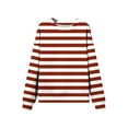 thumbnail image 5 of Karight Womens Oversized Striped Sweatshirt Crewneck Striped Shirts Casual Crewneck Cute No Hood Long Sleeve Pullover Fall Tops, 5 of 5