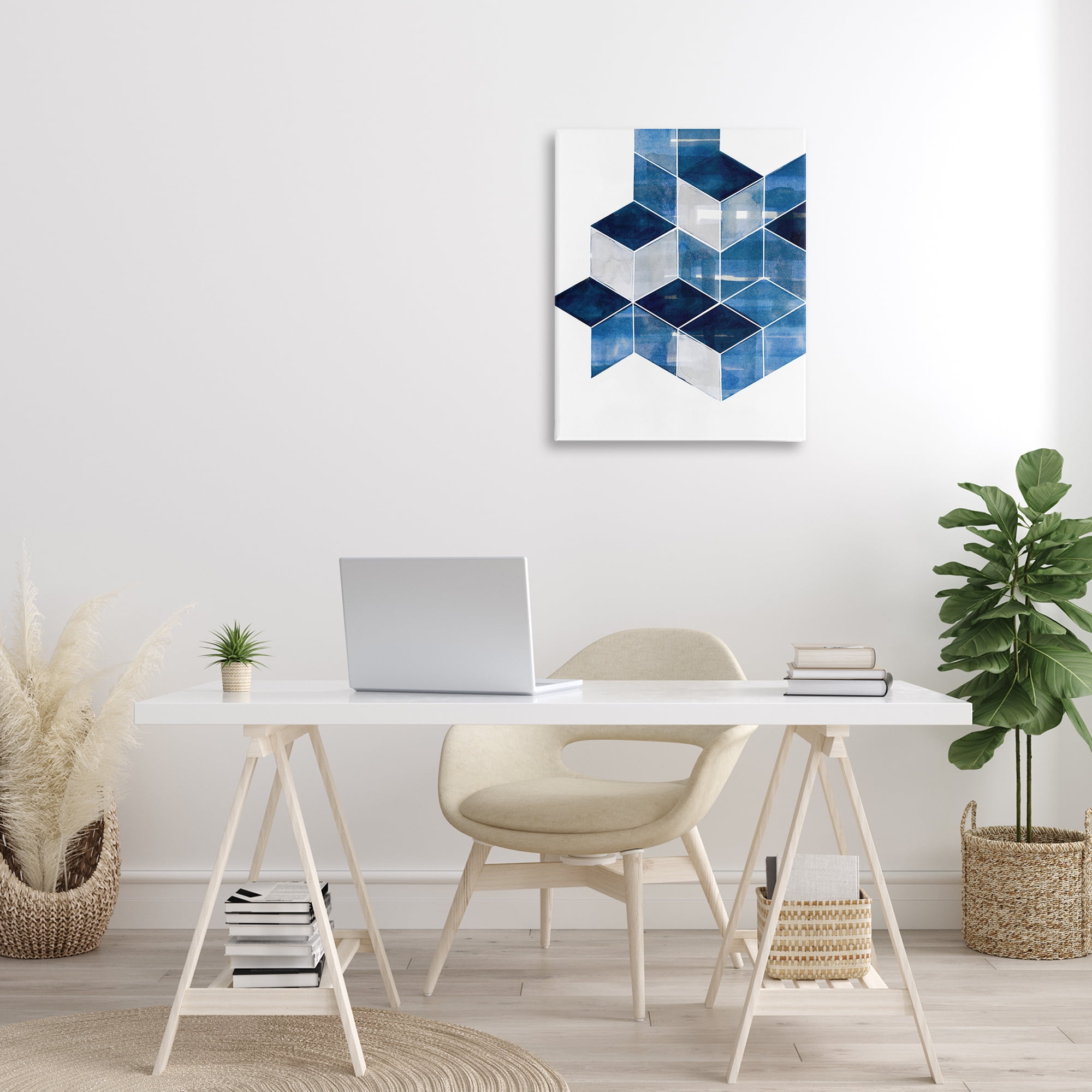 Stupell Industries Stacked Geometric Cubes Abstract Painting Gallery Wrapped Canvas Art Print Wall Art, 24 x 30