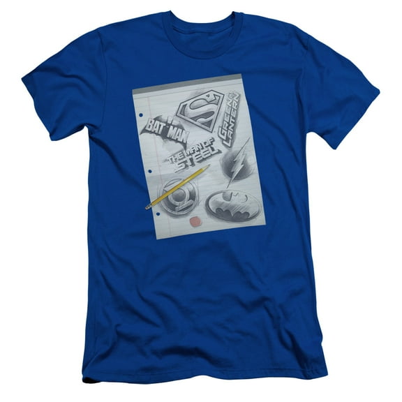 DC Comics Logo Note Paper S/S Adult 30/1 T-Shirt Royal Blue
