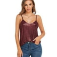 thumbnail image 3 of VIDUSSA Women's Tank Tops Fashion Glitter Party Strappy Sleeveless Tank Shirt Sparkle Shimmer Cami Burgundy S, 3 of 6
