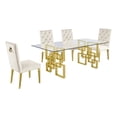 thumbnail image 1 of Rectangular Clear Glass 5pc Dining Set with Gold Stainless Steel Base, 1 of 5