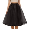 thumbnail image 4 of BiZtdJrK Womens Tulle Tutu Skirts Mesh Elastic High Waisted Pleated Midi Skirts Fashion Prom Dancing Party Skirts Black Free Size, 4 of 8