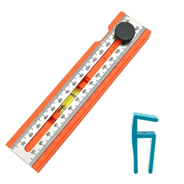Multifunctional Angle Marking Protractor Tool, ABS Depth Measuring Ruler with 15-90 Degree Angle Finder, Built-in Level & Fixed Point Marker for Woodworking & Construction, 6.57 Inch