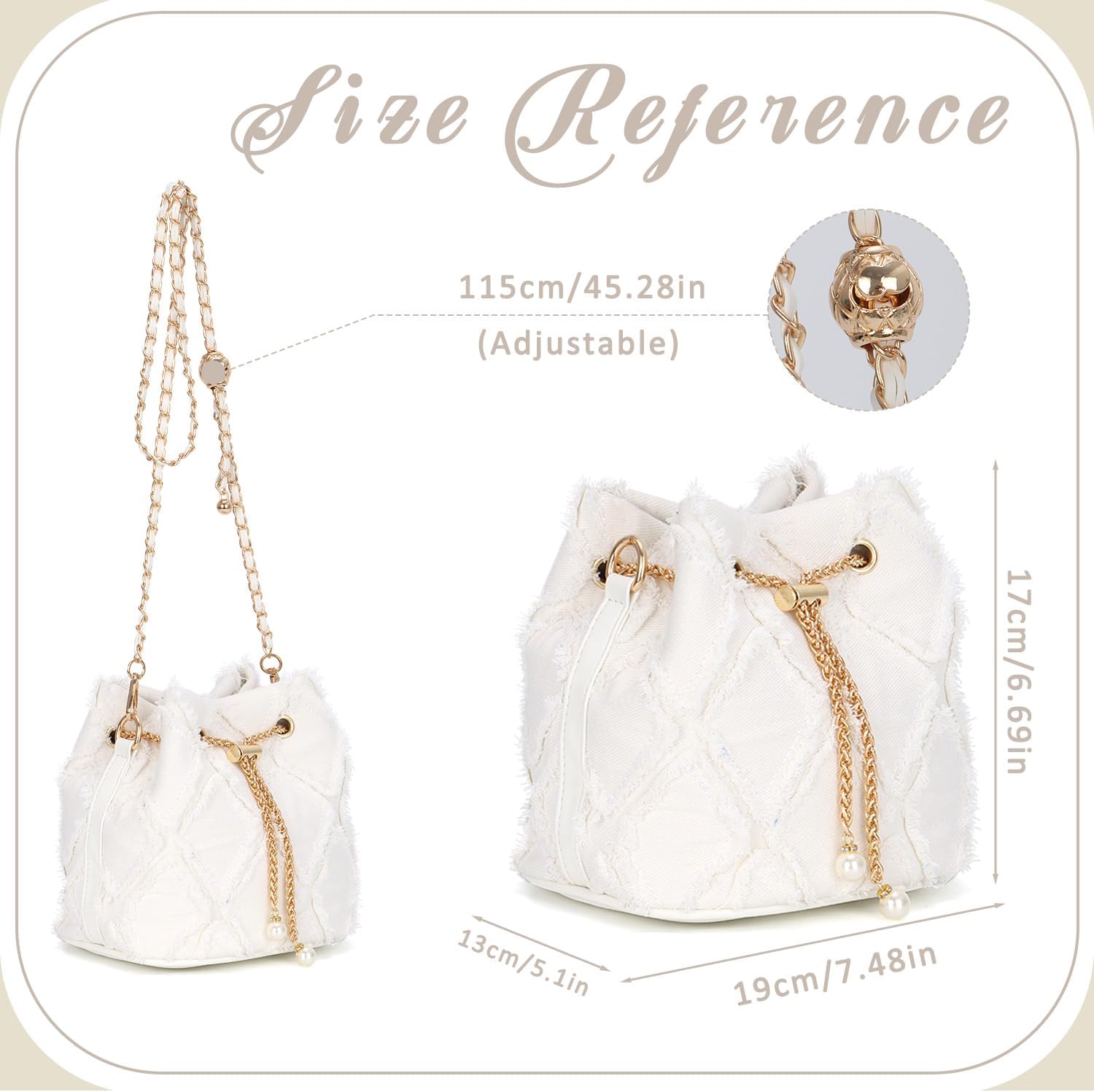 Denim Bucket Bag for Women Trendy Jean Purse Drawstring Crossbody Shoulder Bag Hobo Bag