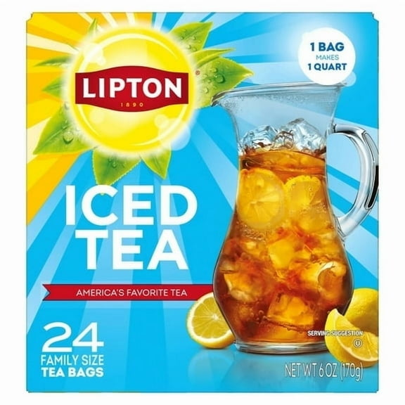 Lipton Unsweetened Black Tea Bags, Family Size, 24 Count