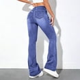 thumbnail image 6 of Fmbrln Jeans for Women Stretchy Waist Flare Jeans Baggy Straight Leg Jeans Casual Loose Denim Pants with Pockets, 6 of 9