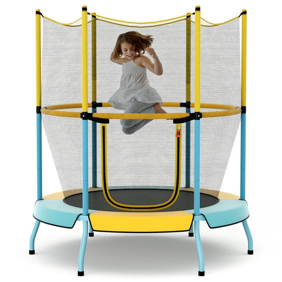 Infans 48"Toddler Trampoline for Kids with Safety Enclosure Net Heavy-duty Frame Yellow