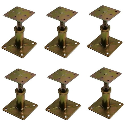 Adjustable 4 1/3" - 7" House Floor Jacks Mini Screw Post Pole for Leveling, Galvanized, 6 Pack