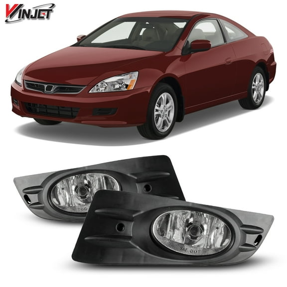 Winjet Halogen Clear Lens Fog Lights Pair Set for 2006-2007 Honda Accord, Wiring Kit and Switch Included