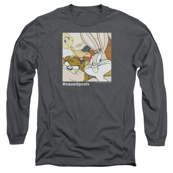 Trevco Sportswear LT219-AL-4 Looney Tunes Squad Goals Adult Long Sleeve T-Shirt, Charcoal - Extra Large