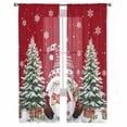 thumbnail image 2 of Red Wooden Gnomes Christmas Sheer Curtains 63 Inches Long, Xmas Tree Snowflakes Winter Light Filtering Window Curtains for Living Room, Rod Pocket Voile Sheer Curtain Drapes, 52"Wx63"L, 2 Panels, 2 of 9