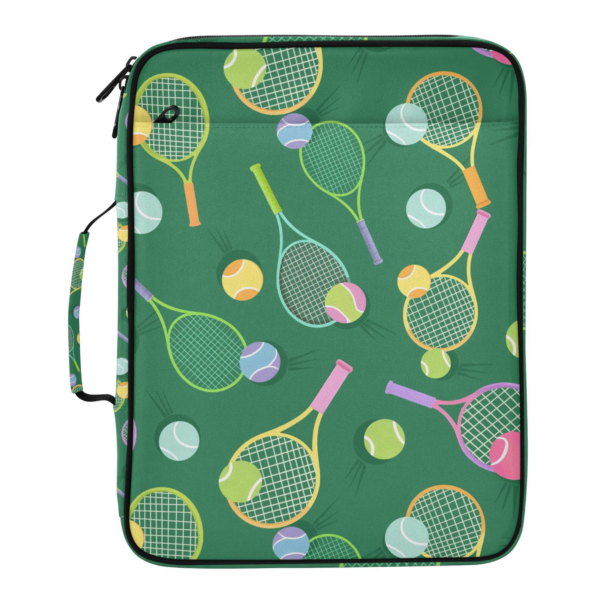 FORMRS Accordion File Folder A4 Size 7-Pocket Expanding Document Organizer Bag with 3 Ring Binder, Green Tennis Pattern