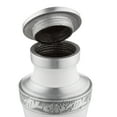 thumbnail image 5 of Reminded Small Cremation Memorial Urn for Human Ashes, White and Silver Miniature Keepsake Urn with Velvet Case, 5 of 6