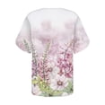 thumbnail image 5 of RKZDSR Womens Hollow Out Short Sleeve Tshirts Floral Print Summer Dressy Casual Blouse Button V Neck Loose Shirts Fall Fashion Comfy Cute Tops Pink M, 5 of 5