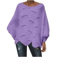 thumbnail image 2 of Sweaters for Women 2025 Oversized Hollow Out Crochet Irregular Hem Batwing Boat Neck Jumper Womens Pullover Sweaters, 2 of 5