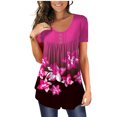 thumbnail image 2 of Moda Mujer Causal Rounk Cuello Impresión Blusa Manga Corta Camiseta Verano Tops Fridja bn5431, 2 of 7