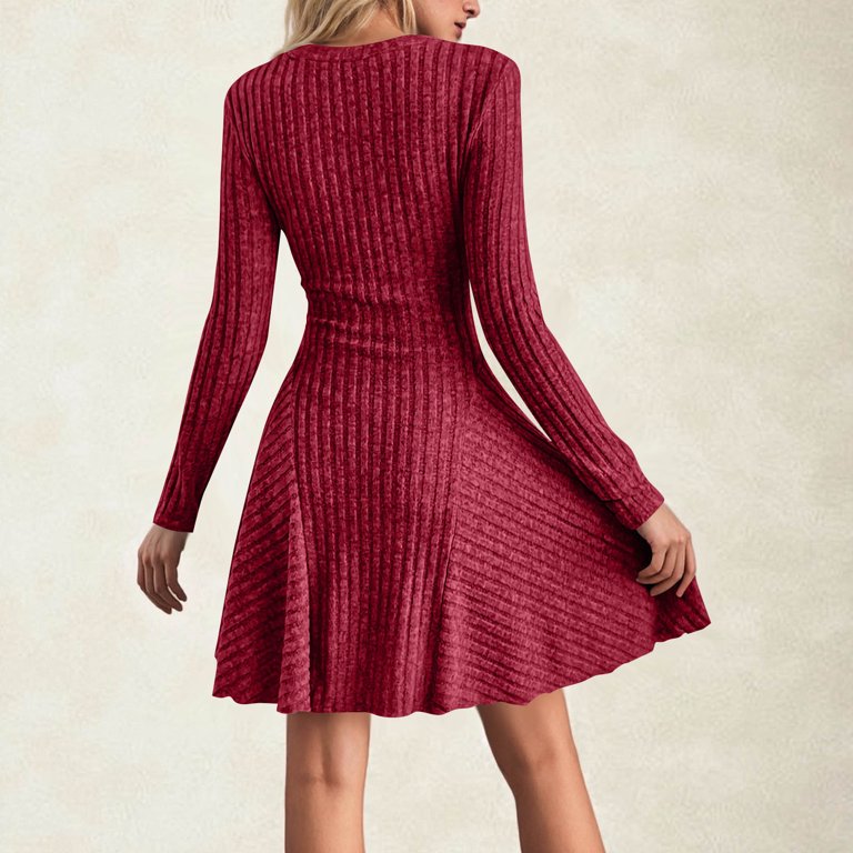 slim fit dress slacks Fit and flare burgundy wool dress women 4545 – Xiaolizi