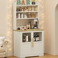 thumbnail image 2 of Kitchen Bakers Rack with Power Outlet,Coffee Bar Table 6 Tiers,Kitchen Microwave Stand,Microwave Oven Stand Pantry Hutch with Door,Storage Shelf Rack for Spices,Pots and Pans, 2 of 7